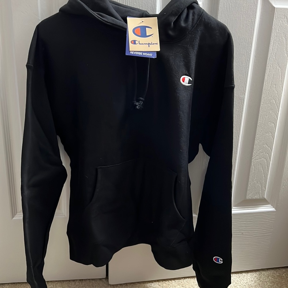 Champion reverse weave black hoodie large nwt